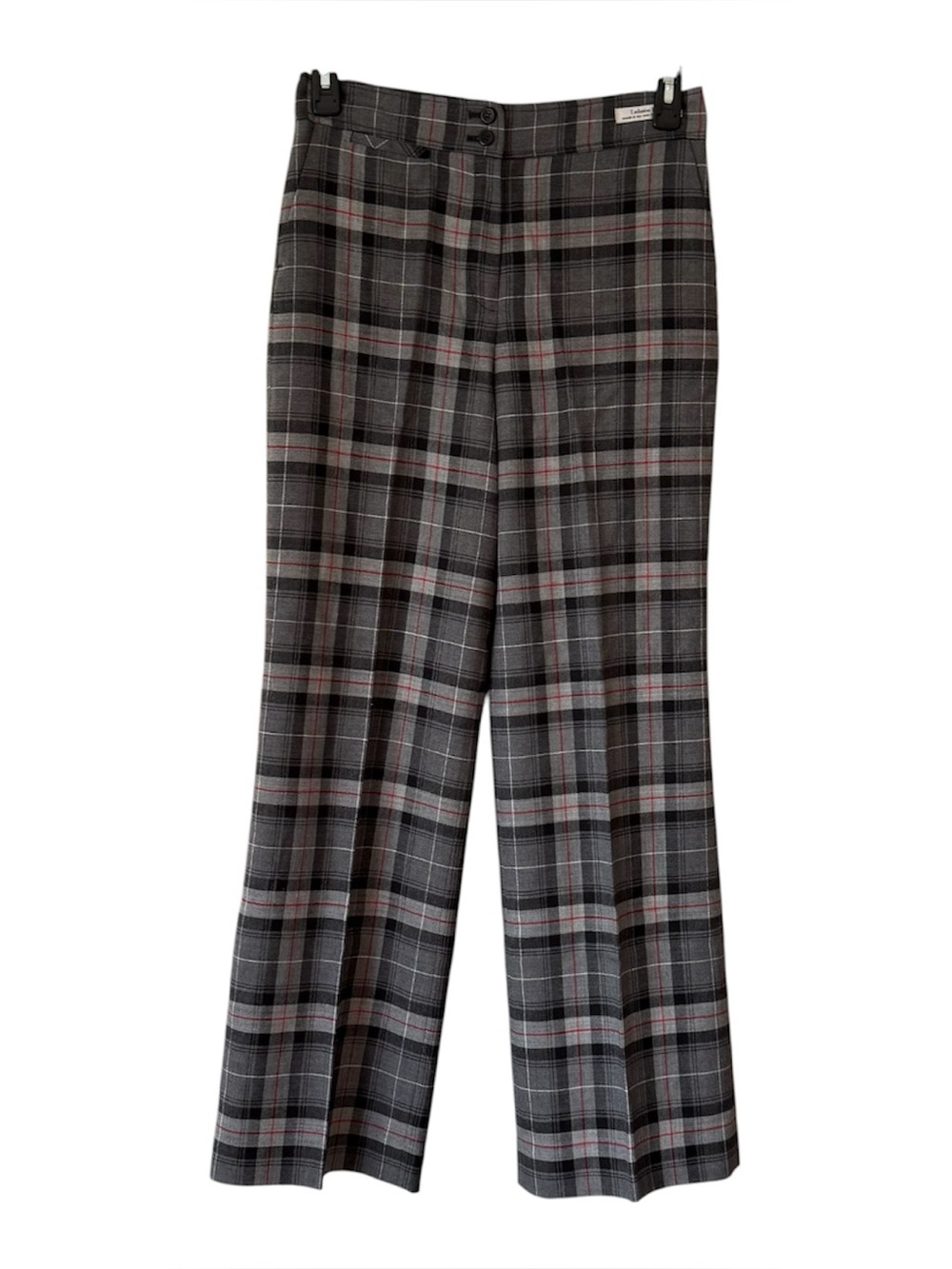 NWT Pendleton Plaid About You 100% Virgin Wool Gray/Black/Red Plaid Pants Size 8